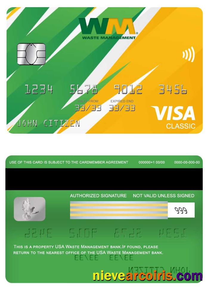 USA Waste Management bank visa classic card